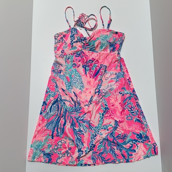Lilly Pulitzer Margarete Swim Coverup Dress Adjustable Straps Bright Pink EUC  S - Picture 5 of 12